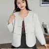 Chaqueta de estilo tweed con pelo sintético de visón para mujer, nueva colección otoño/invierno, corte holgado, cárdigan de punto con cuello redondo, versátil y elegante