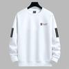 Camiseta de Manga Comprida Masculina Outono e Inverno Ins Marca Popular Solta Engrossada Casual Camisa Básica Suéter Casual com Estampa e Gola Redonda para Jovens Estudantes