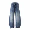 Yidao Vintage Outono 2026 Novos Jeans Americanos Lavados Desgastados Patchwork Retro Masculino Calças de Perna Larga Saber