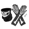 Guantes de Esqueleto de Horror Negro para Halloween Estampado de Calavera Turbante Mágico Variedad Bufanda a Prueba de Sol y Polvo