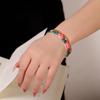 Joias de Prata Prata Pura 999.9 Esmalte Dourado Peônia Pulseira Moda Fresca Versátil Bracelete Largo Aberto
