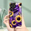 Aplicável para Capa de Celular Samsung S26ULTRA A57 Folha Roxa S24 Capa Protetora Concha de Vidro Temperado A07 Girassol