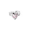 Estilo K de Estilo Ins Nicho Gama Alta Dulce y Fresco Estilo Anillo Abierto con Forma de Corazón y Lazo Incrustado con Diamante Rosa para Mujer Que No Se Desvanece