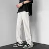 Pantalones vaqueros negros de calle para hombre, otoño e invierno, estilo americano, holgados, rectos, con cremallera, diseño de marca de moda, estilo Hong Kong, pantalones largos casuales