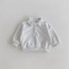 Polo de otoño para niños de 0 a 4 años, color liso, estilo coreano, con solapa, manga larga, suéter informal que combina con todo