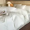 Juego de Alta Gama Clase A de 100 Hilos Jacquard Satinado de Tres o Cuatro Piezas de Algodón Puro de Fibra Larga: Funda de Edredón, Sábana Plana, Sábana Ajustable, Ropa de Cama de Algodón Puro