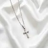 Collar de Acero de Titanio con Cruz de Zirconia para Mujer, Acero Inoxidable que No se Desvanece Accesorio de Playa, Cadena para Clavícula de Lujo Ligero de Nicho