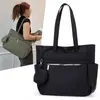 Bolsa de Ombro Única de Grande Capacidade Bolsa de Trabalho Feminina Bolsa Tote de Nylon Texturizado Bolsa Leve Simples para Computador Bolsa de Mão para Trabalho