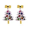 Pendientes de Navidad transfronterizos europeos y americanos, pendientes clásicos de árbol de Navidad con cuentas de metal, pendientes de moda de reno y lazo con pedrería