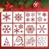 Decoración Navideña Plantilla de Pintura Hueca para Niños Bricolaje Papá Noel Copo de Nieve Plantilla para Pintar con Spray Molde para Decoración de Ventanas