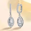 Brincos de Prata Esterlina S925 Moissanita Micro-incrustados Formato Especial Olho de Cavalo Brincos Pendentes Brincos Femininos Luxo Leve Exclusivo Nicho TikTok Transfronteiriço