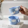 Taza linda amasada a mano Pintada a mano Cerámica de alto valor Taza para beber Gran capacidad Estudiante Desayuno Leche Avena Taza