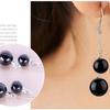 Aretes de Gancho de Plata S925 con Piedra Natural Aretes Largos Elegantes de Borla Rojo Negro Doble Cuenta Ágata Aretes Elegantes