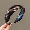 Atacado de tiara de outono e inverno para mulheres, tiara simples de tecido para amarrar o cabelo, touca feminina de pelúcia alta para o rosto, bege, Coreia do Sul