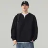 Outono 2026 Novo Moletom Masculino de Gola Redonda com Mangas Longas, Peça Falsa de Duas Peças, Simples, Moderno, Marca, Moletom Masculino de Gola V Falso de Duas Peças