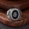 Anillo plateado anillo de flor de circón negro abierto vintage moderno anillo ajustable joyería venta directa de fábrica