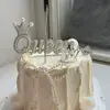 Celebridad de Internet Reina Diosa Día de la Madre Decoración de Pastel Reina de Perla Insertar Corona Pequeña Plateada Adorno Día de la Reina