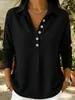 Novo Produto Transfronteiriço Amazon Shein Moda Casual Outono e Inverno Solto Gola Lapela Manga Longa Cor Sólida Botões Camisa Polo Feminina