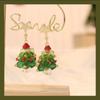 Pendientes de árbol de Navidad de cristal tridimensional Pendientes de estrella de ambiente navideño Pendientes de industria pesada Pendientes de nicho con sentido de diseño