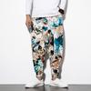 2021 Comercio Exterior Amazon Otoño Estilo Chino Lino Pantalones Casuales Hombres Estilo Étnico Sueltos Pantalones Florales Pantalones de Tiro Bajo