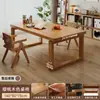 Escritorio grande largo para sala de estar, mesa grande de madera maciza, mesa de comedor rectangular, banco de trabajo, escritorio para estudio en casa y oficina estilo mid-century