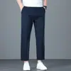 Pantalones casuales de corte alto para hombre de alta gama, pantalones rectos anchos finos de verano 2026 para hombre, pantalones de 9 puntos para hombres menudos