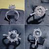 Anillo Mosan soporte vacío plata S925 diamante redondo 1 quilate 6.5mm con soporte oso pétalos huecos forma de copo de nieve