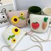 Bolso Pequeño Nuevo para Niños Femenino Muñeca de Dibujos Animados Lindo Bolso de Paja Bolso Tejido Viaje a la Costa Bolso Cruzado Pequeño de Paja