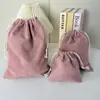 Bolsa de corduroy de color liso con cordón, bolsa pequeña para regalo, bolsa de almacenamiento portátil, bolsa de cosméticos de gran capacidad para mujer.