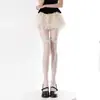 Calcetines de pantorrilla con lazo de encaje dulce japonés Medias de red con cordones estilo Lolita Calcetines holgados estilo ballet JK con cordones y calados