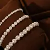 HEIY BAI Pulsera de Perlas Artificiales Retro Francesa Pulsera Completamente de Perlas Pulsera de Temperamento Elegante Hilo Simple para Mujer