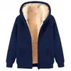 Atacado do fabricante comércio exterior popular casaco de lã de cordeiro para mulheres, moletom espesso com forro de fleece, blusa colorida, cardigã com capuz