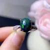 Par de Anillos de Ópalo Negro Natural Colorido 9x11mm Pendientes de Plata Unisex Hermosos Personalizados para Hombres y Mujeres