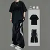 Conjunto Deportivo de Camiseta de Manga Corta de Verano para Hombres Adolescentes, Atuendo de Dos Piezas Casual Elegante de Estilo Americano