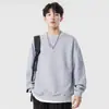 Moletom G-stone liso com gola redonda para homens, corte solto com ombros caídos, adequado para uso casual diário, suéter versátil de manga comprida, tamanhos grandes