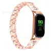 Adecuado para la pulsera Xiaomi 3/Xiaomi 4, cadena en forma de G, correa de acero + marco de reloj de acero inoxidable, correa de muñeca, correa de diamante