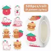 500 Pegatinas/Rollo Amazon Más Vendido Pegatinas con Forma de Vaca para Decorar Cajas de Regalo, Pegatinas Adhesivas de Fresa, Etiquetas de Vaca