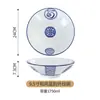 Tigela Larga de Porcelana Azul e Branca com Padrão Externo, Tigela Grande para Sopa Doméstica, Tigela de Ramen, Tigela Cônica, Tigela para Macarrão, Loja de Macarrão