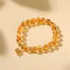 Yuebao Joias Prata Esterlina S925 Banhado a Ouro Cristal Amarelo Torre Contas Redondas Cabaça Oca Moeda Elegante Branco Novo Pulseira Chinesa