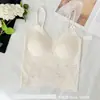 Nova Roupa Íntima Sem Costura Feminina Renda Alças Finas Costas Bonitas Camisola Longa Bojo Fixo Base Sutiã Colete Feminino