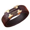 Cinturón de Piel para Hombre de Gama Alta con Patrón de Cocodrilo, Hebilla Automática Sin Diente con Letras, Cinturón Versátil para Pantalones para Hombre