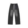 Jeans de mezclilla personalizados/otoño nuevos de alta costura con salpicaduras para hombre, pierna recta, versátiles, talla grande, negro y azul
