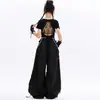 Conjunto de Calça Esportiva de Manga Curta Estilo Coreano para Meninas de Jazz Dança Roupa de Verão para Meninas Roupas para Prática de Performance de Rua Modelo Roupa de Palco