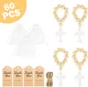 Set de Pulseras Cruz de Madera para Bautizo con Cuentas, Comercio Exterior Spot Transfronterizo, con Bolsa de Malla Blanca y Hilo de Cuentas de Madera, Regalo