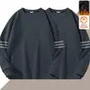 Moletom masculino de outono e inverno, corte solto, forrado com fleece, espessado, pulôver, gola redonda, camiseta de manga longa, tamanho grande, moderno e versátil
