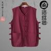 Verão colete masculino de lazer colete de algodão e linho fivela vintage plus size estilo chinês masculino estilo nacional fábrica atacado