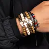 Pulseira Masculina Ajustável de Camada Dupla Trançada com Pingente Antigo de Moeda Étnica de Liga Vintage Cruz Folha Coração