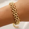Pulseira Retrô Europeia e Americana de Aço Titânio Transfronteiriça, Pulseira de Aço Inoxidável com Revestimento a Vácuo de Ouro 18K, Não Desbota, Design Personalizado e Moderno