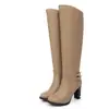 Botas de cano alto de comércio exterior, botas de cavaleiro, botas over-the-knee de salto quadrado, botas de cano até o joelho, botas femininas tamanho grande 43, botas Martin
