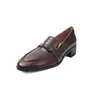 Zapatos de Cuero Pequeños de Moda Estilo Coreano 4.5cm 2027 Primavera Otoño Nuevos Punta Redonda Tacón Grueso Sin Cordones Boca Profunda Zapatos de Una Sola Pieza para Mujer